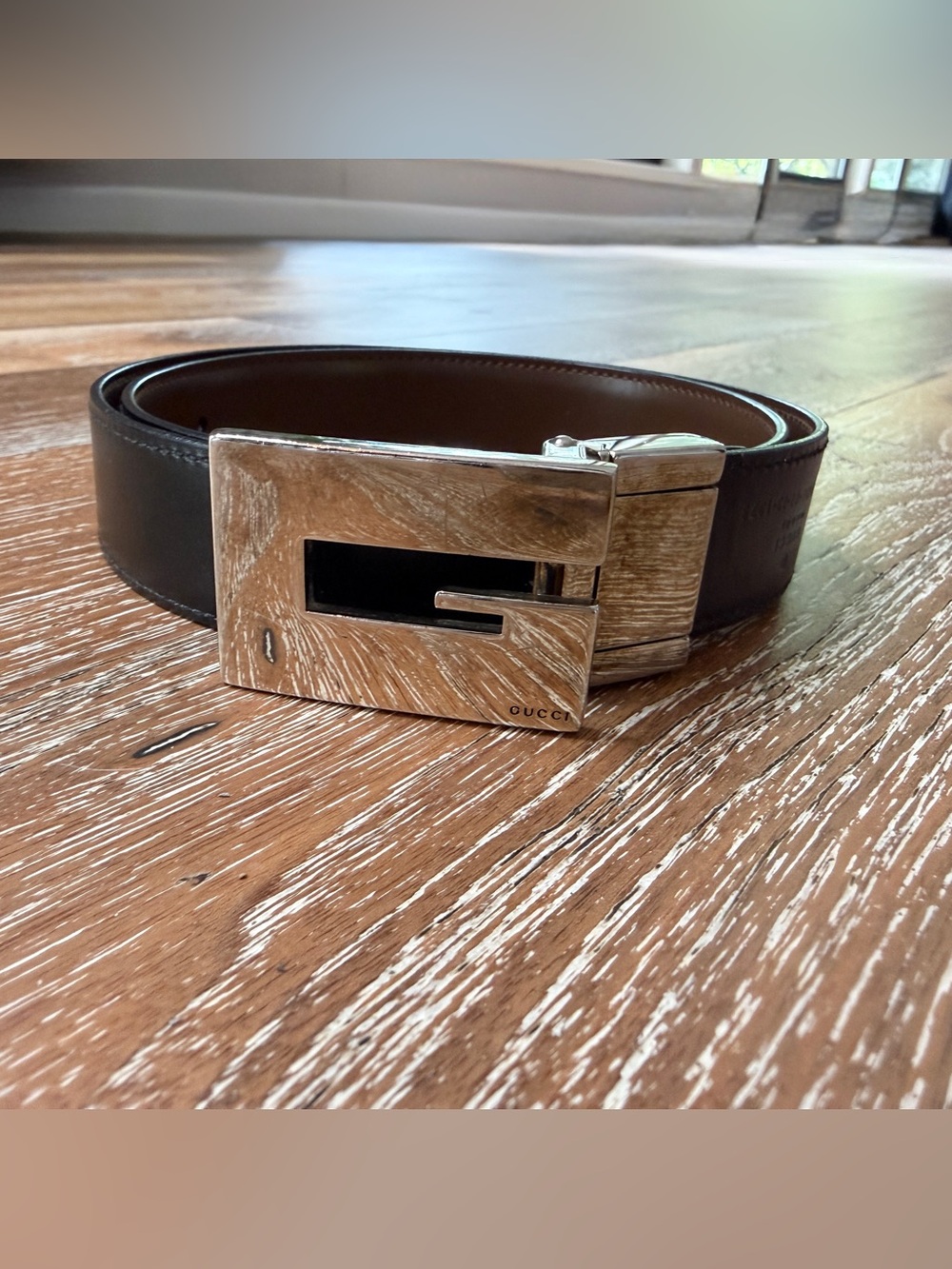 Gucci Reversible Brown Black Leather Belt w/ Silver G Buckle Women’s Small 75.30 - Picture 2 of 11